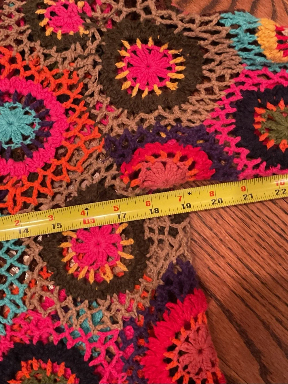 VINTAGE Crochet Multicolor Scoop-Neck Sweater TOTALLY BOHO HIPPIE